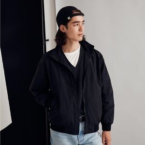 Madewell Fleece-Lined Bomber Jacket Black Large